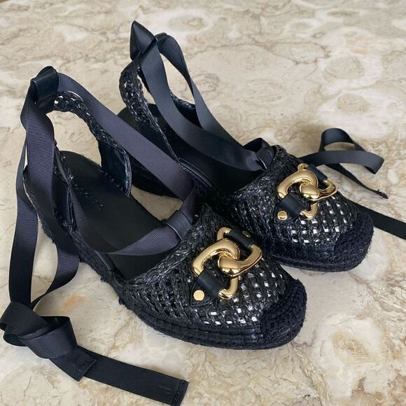 Aerosoles Scarlett Raffia Espadrille Wedge Sandal Ribbon Ankle Wrap Strap - Picture 4 of 15